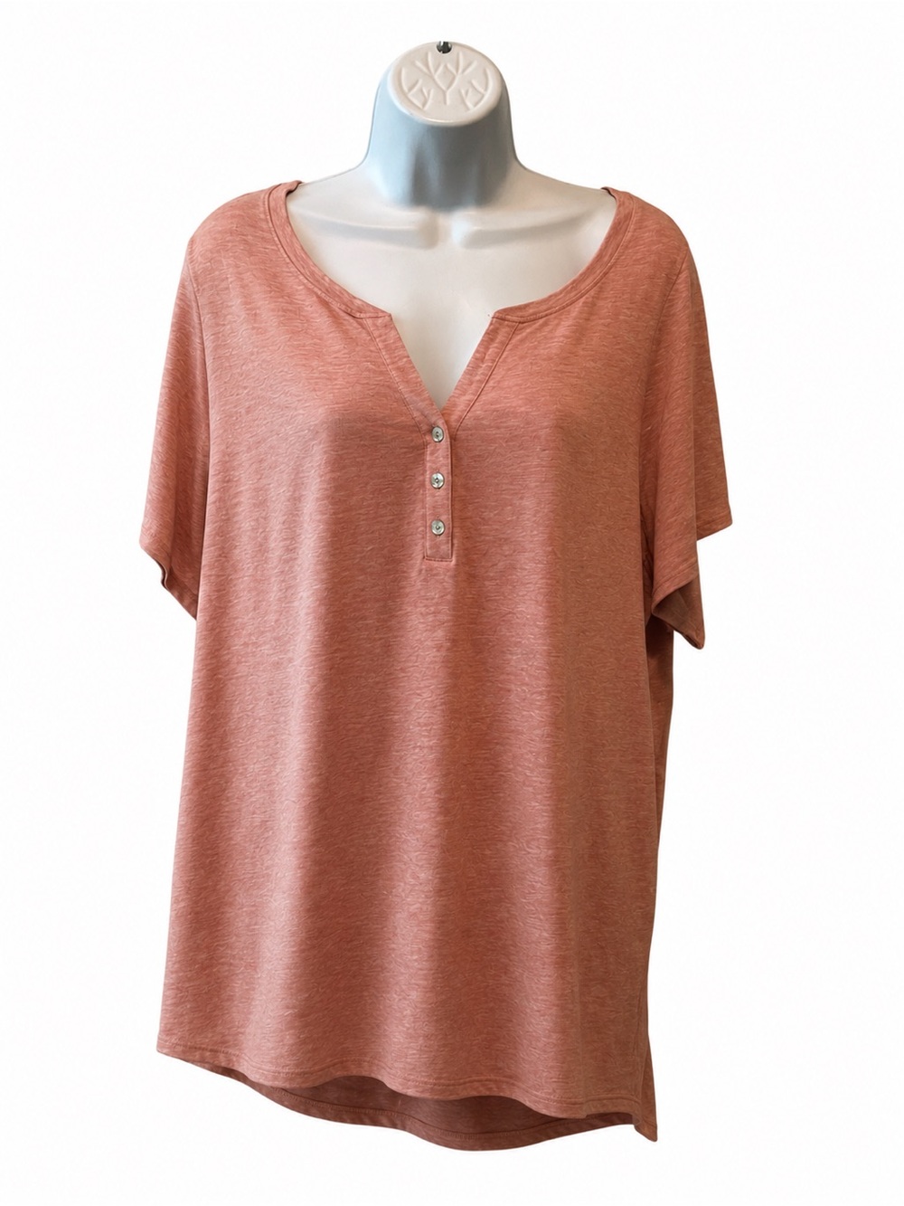 Terra & Sky Split-Neck Henley Tee - Dusty Rose